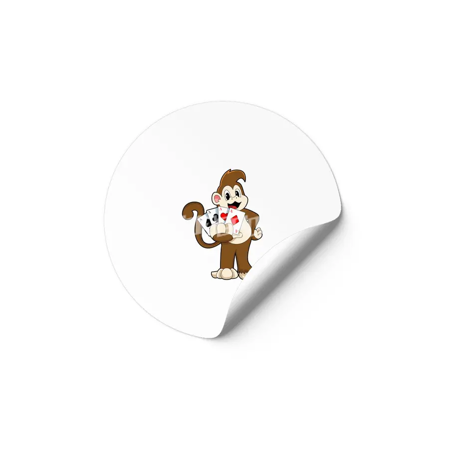 Monkey at Poker with Poker cards Etiket