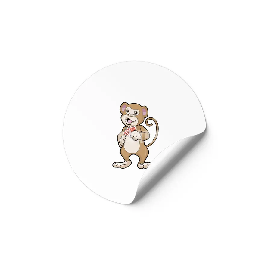 Monkey at Poker with Poker cards Etiket