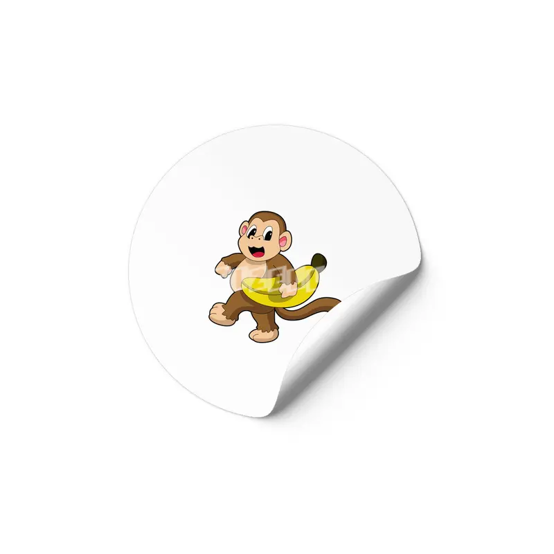 Monkey at Running with Banana Etiket