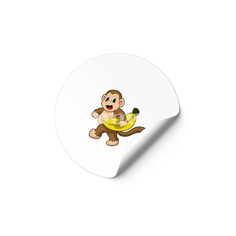 Monkey at Running with Banana Etiket