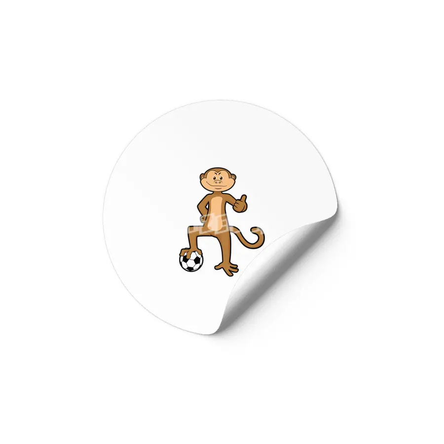 Monkey at Sports with Soccer ball Etiket