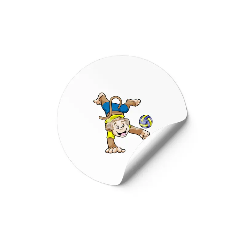 Monkey at Sports with Volleyball Etiket