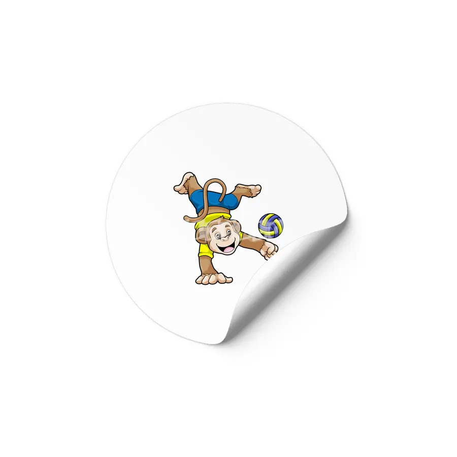 Monkey at Sports with Volleyball Etiket