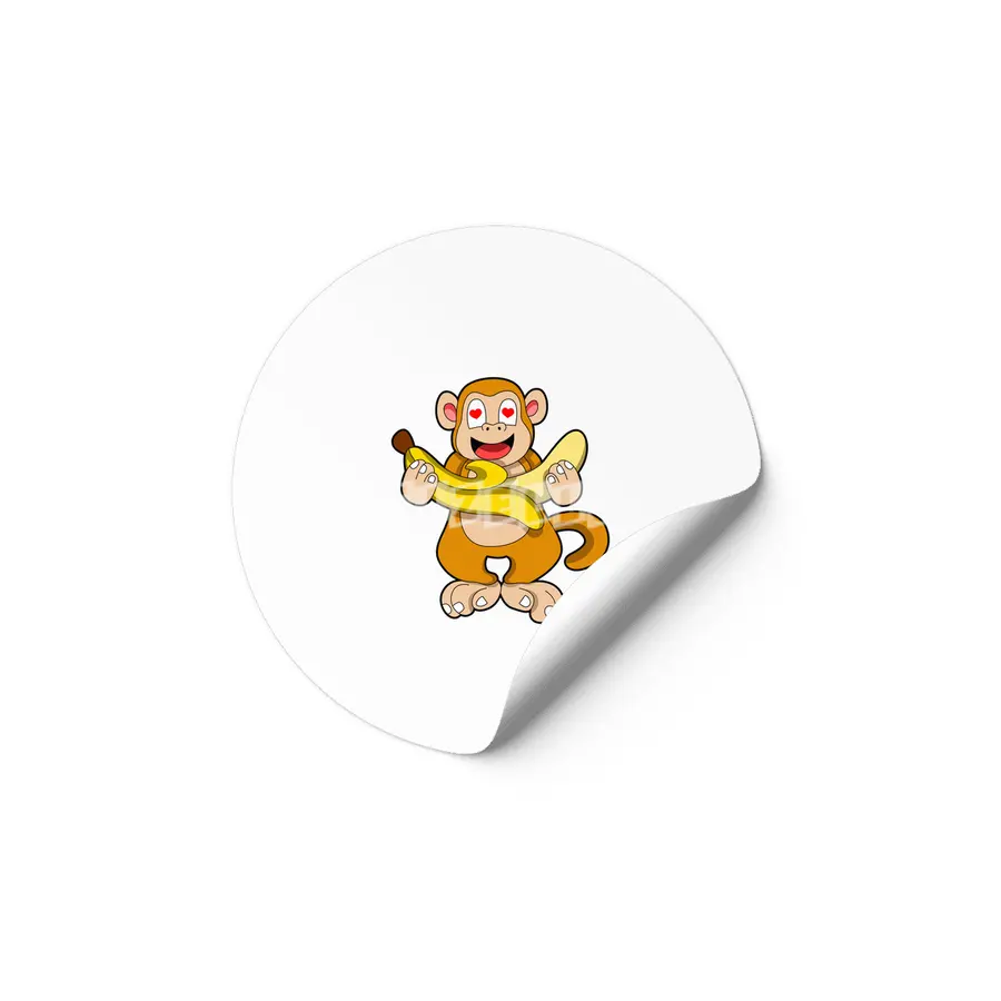 Monkey with Banana & Hearts Etiket