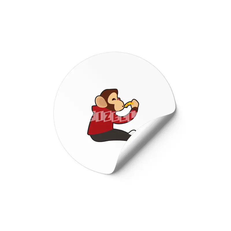 Monkey with Piece of Pizza Etiket