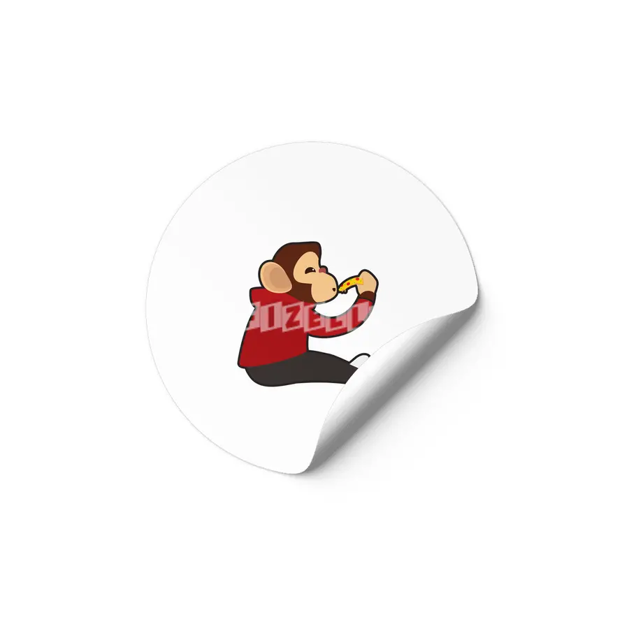 Monkey with Piece of Pizza Etiket