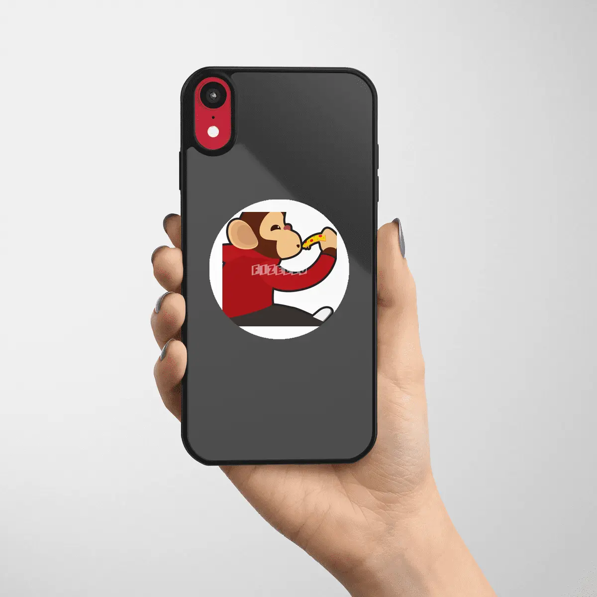 Monkey with Piece of Pizza Etiket