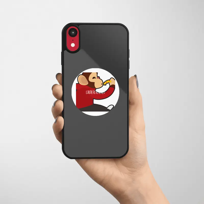 Monkey with Piece of Pizza Etiket