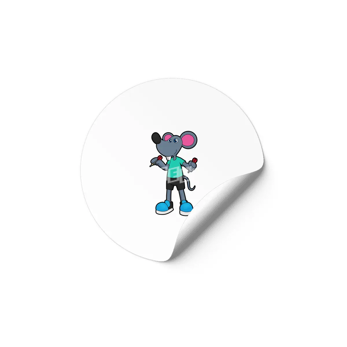 Mouse as Dart player with Darts Etiket