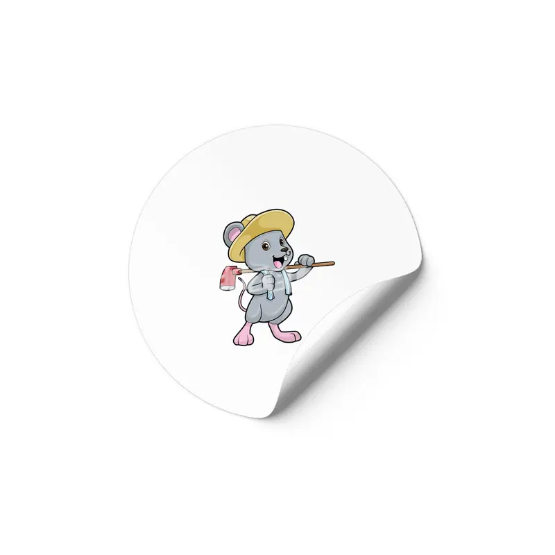 Mouse as Farmer with Axe & Hat Etiket