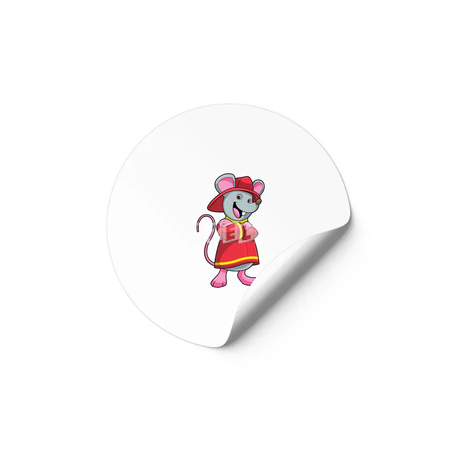 Mouse as Firefighter with Helmet Etiket