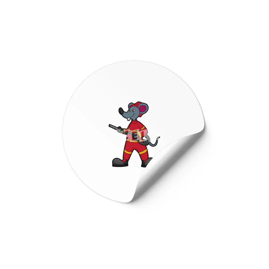 Mouse as Firefighter with Hose Etiket