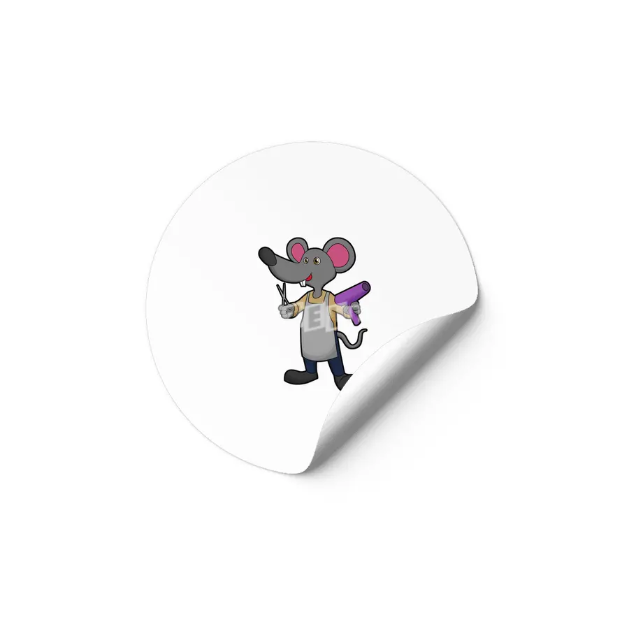 Mouse as Hairdresser with Scissors & Hair dryer Etiket