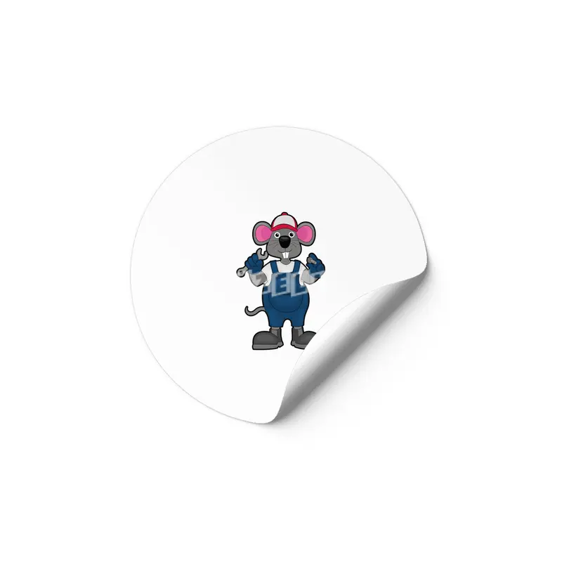 Mouse as Mechanic with Screw & Spanner Etiket