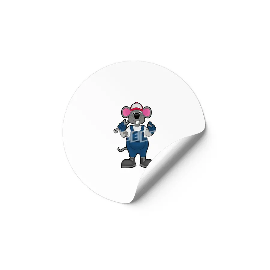 Mouse as Mechanic with Screw & Spanner Etiket