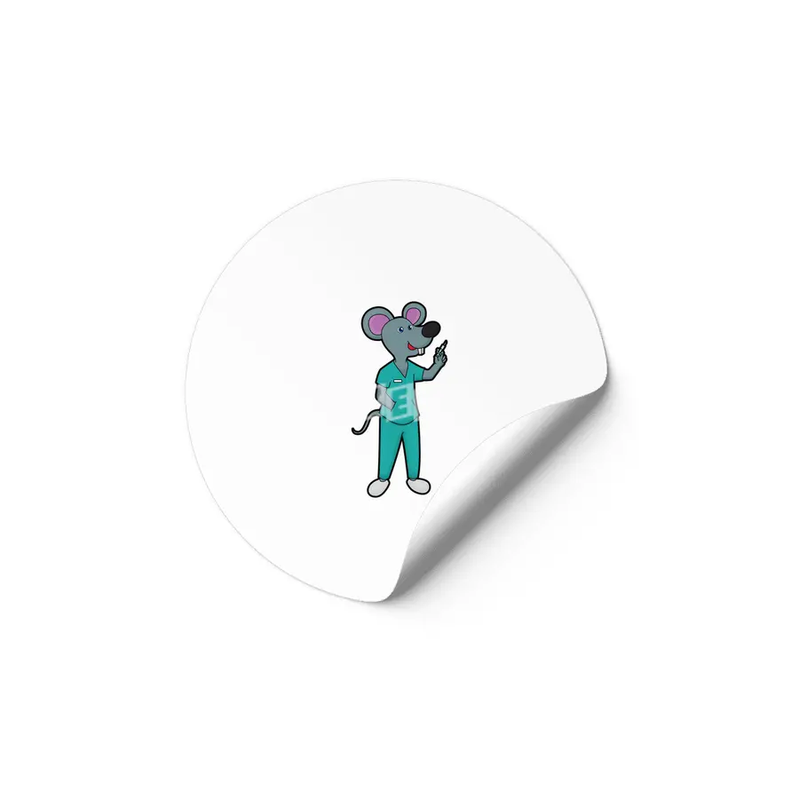 Mouse as Nurse at Vaccination with Syringe Etiket