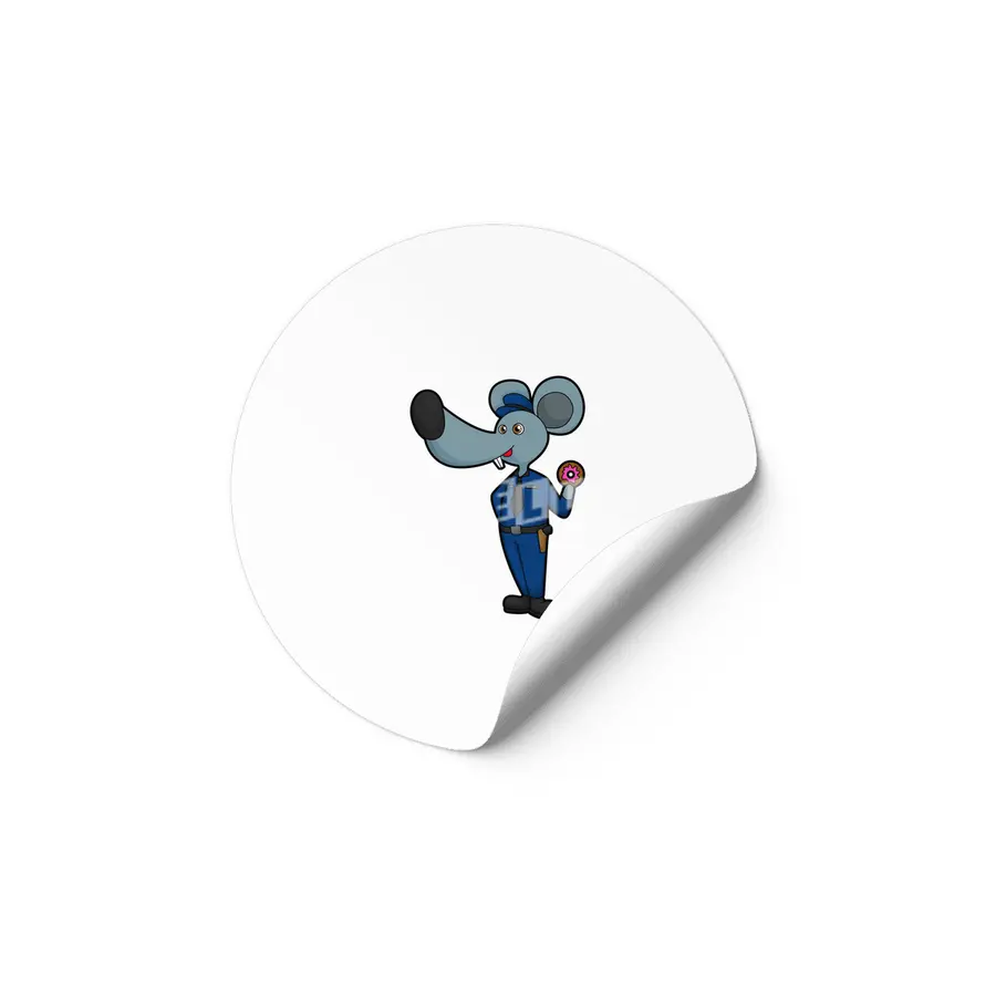 Mouse as Police officer with Donut Etiket