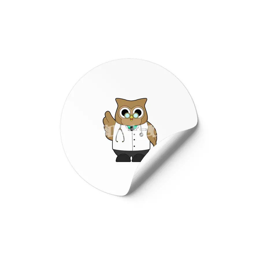 Owl as Doctor with Stetoscope Etiket