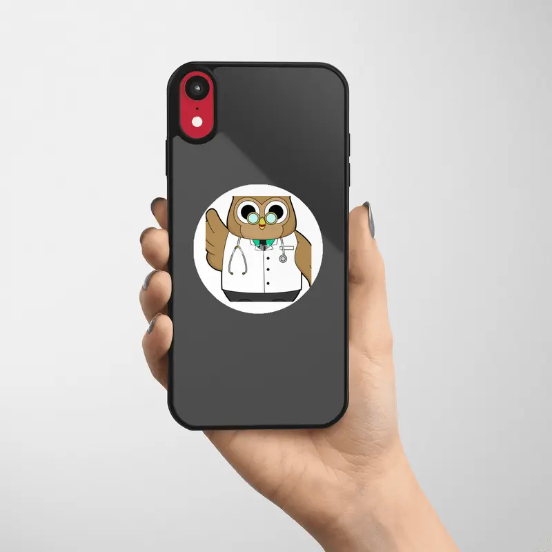Owl as Doctor with Stetoscope Etiket