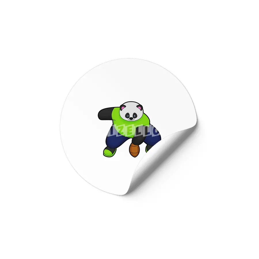 Panda as Football player with Football Etiket