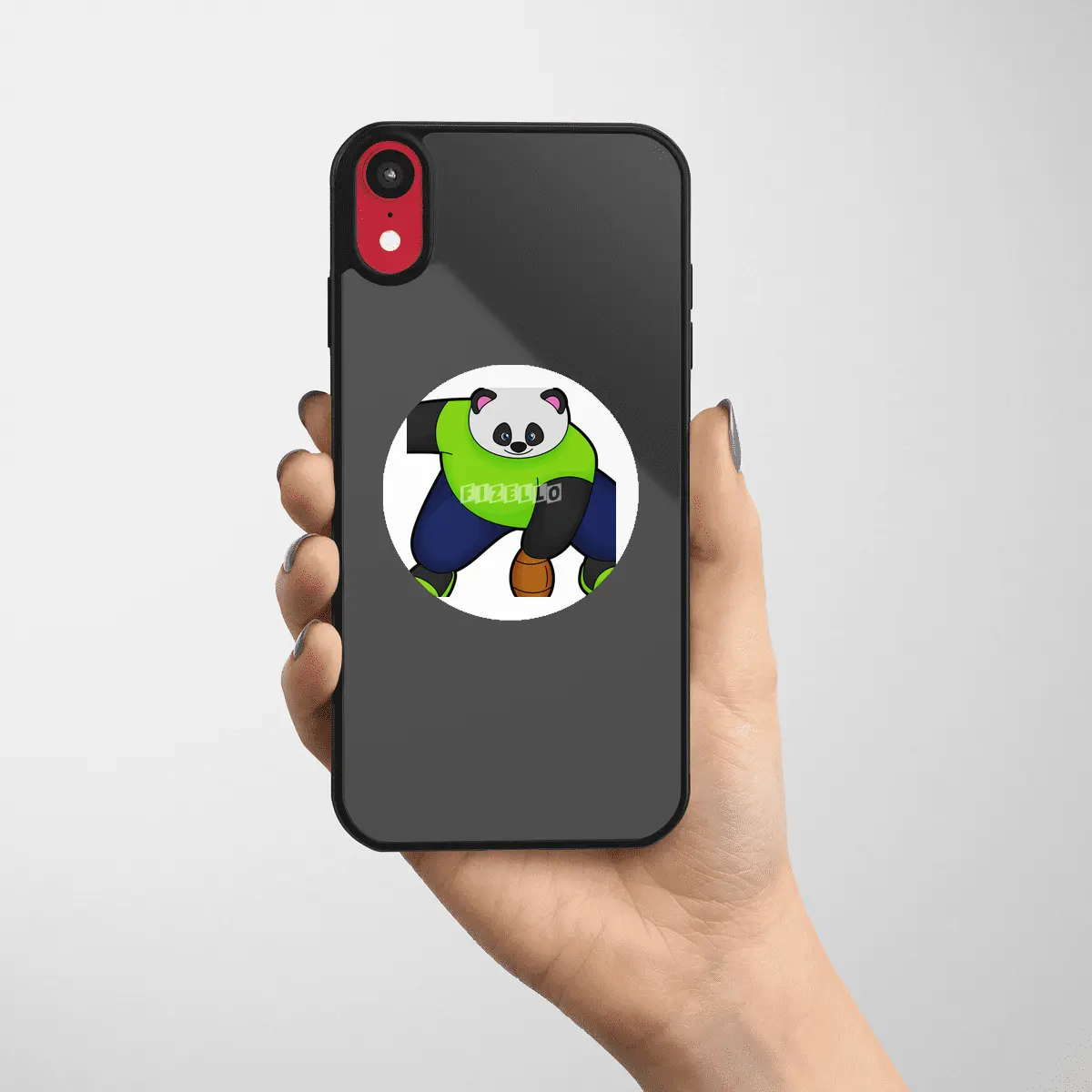 Panda as Football player with Football Etiket