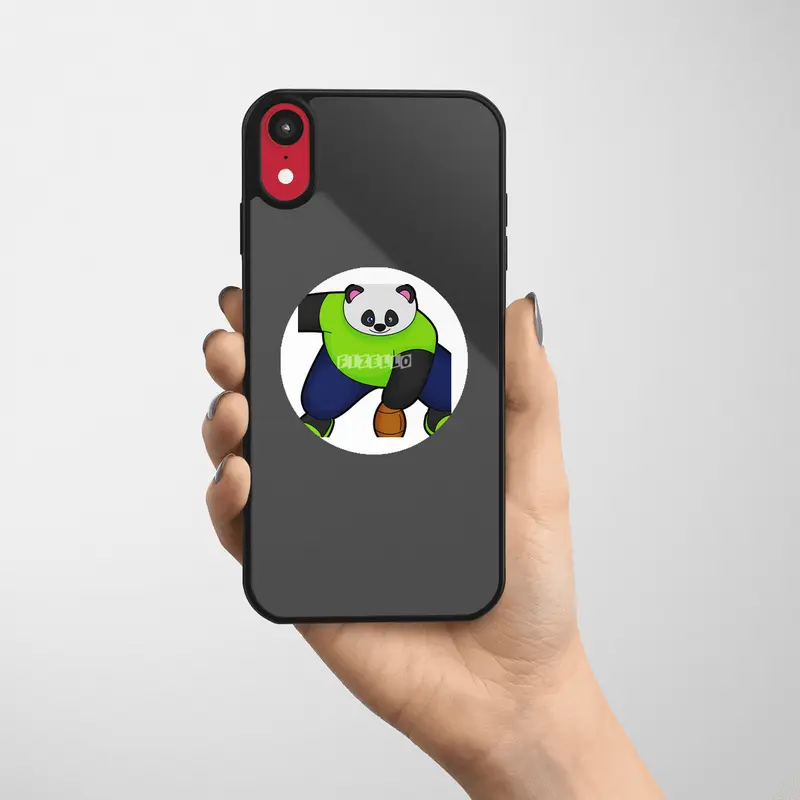 Panda as Football player with Football Etiket