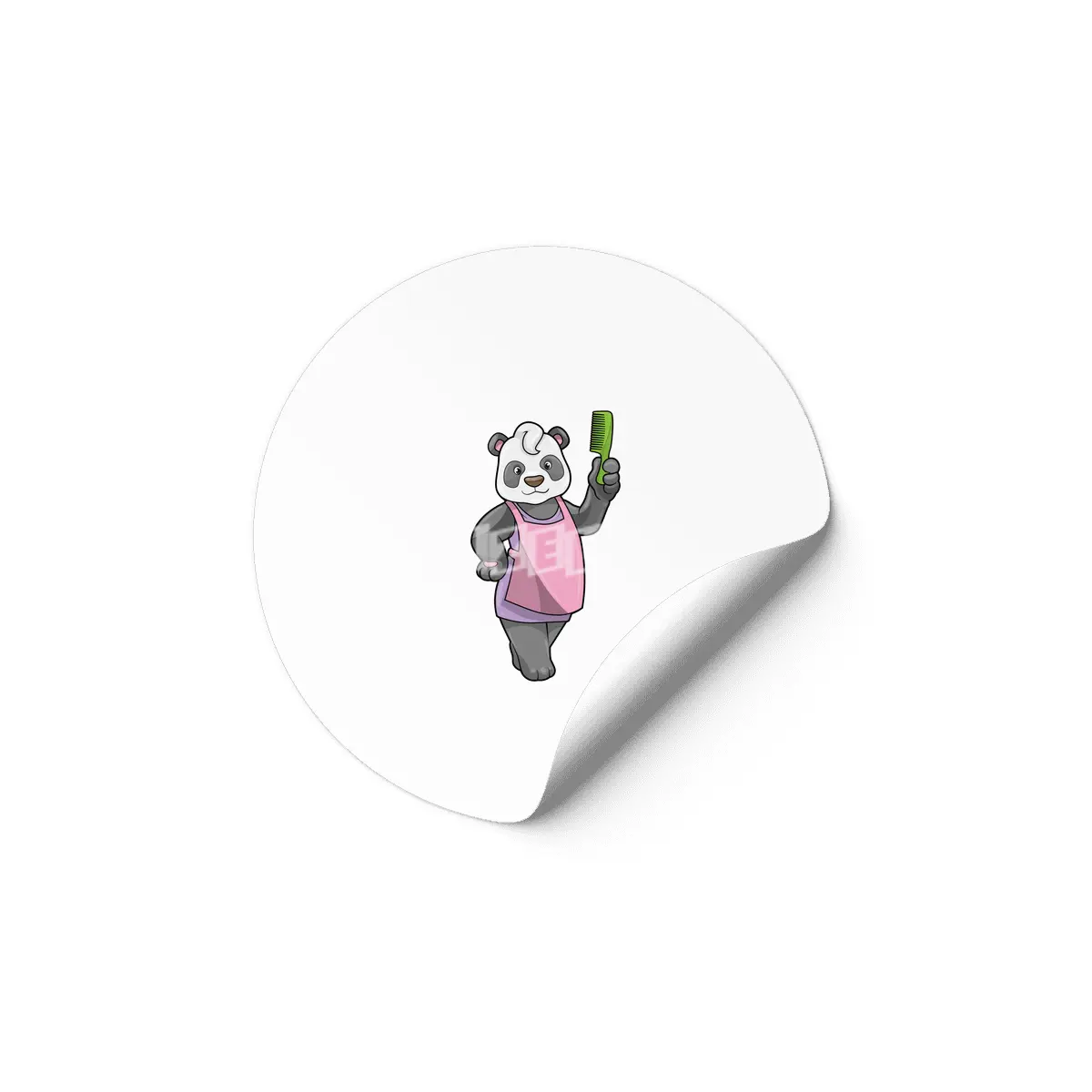 Panda as Hairdresser with Comb Etiket