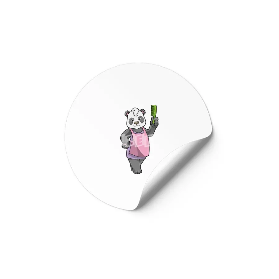 Panda as Hairdresser with Comb Etiket