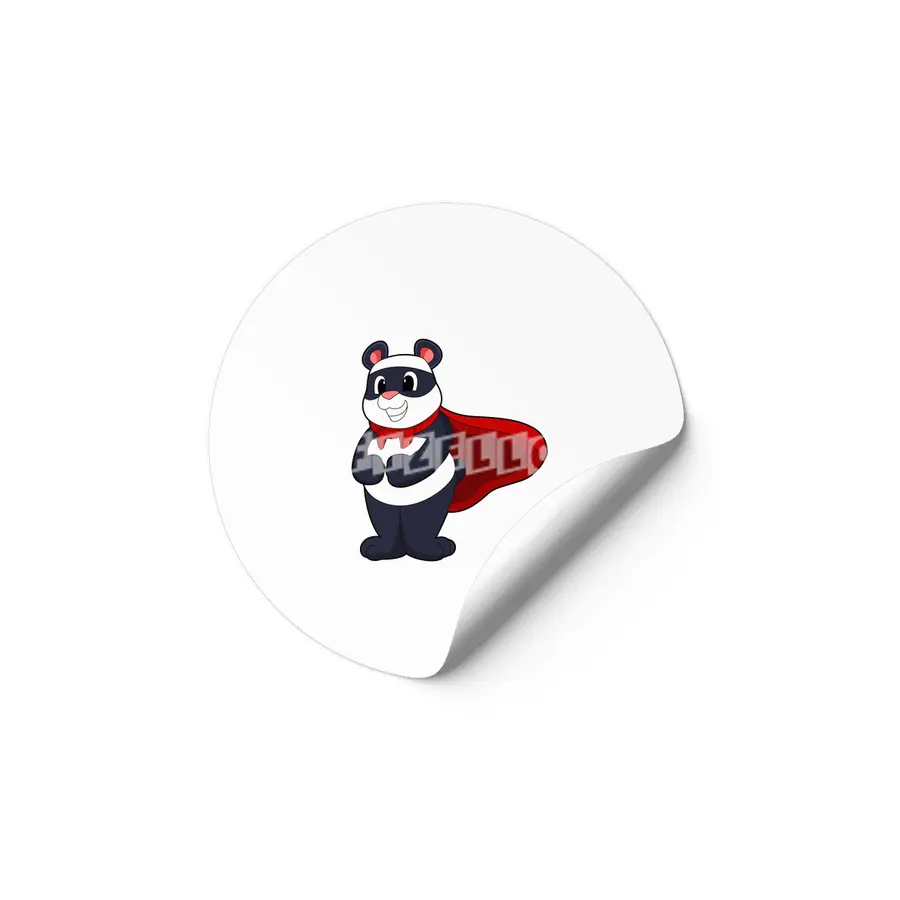 Panda as Hero with Mask & Cape Etiket