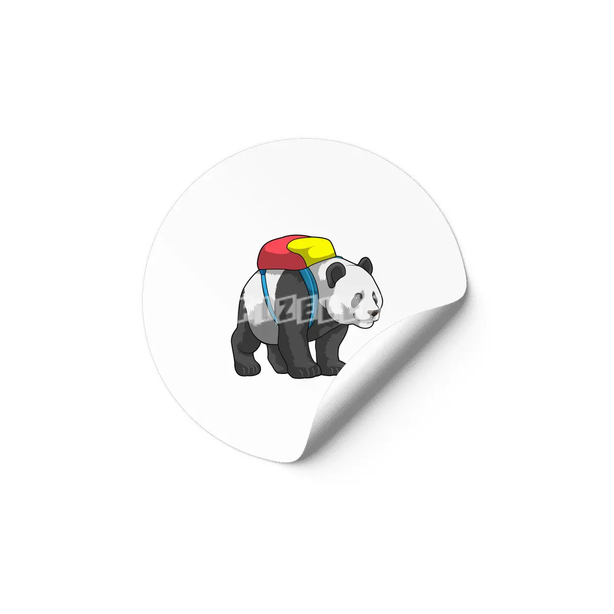 Panda as Hiker with Backpack Etiket