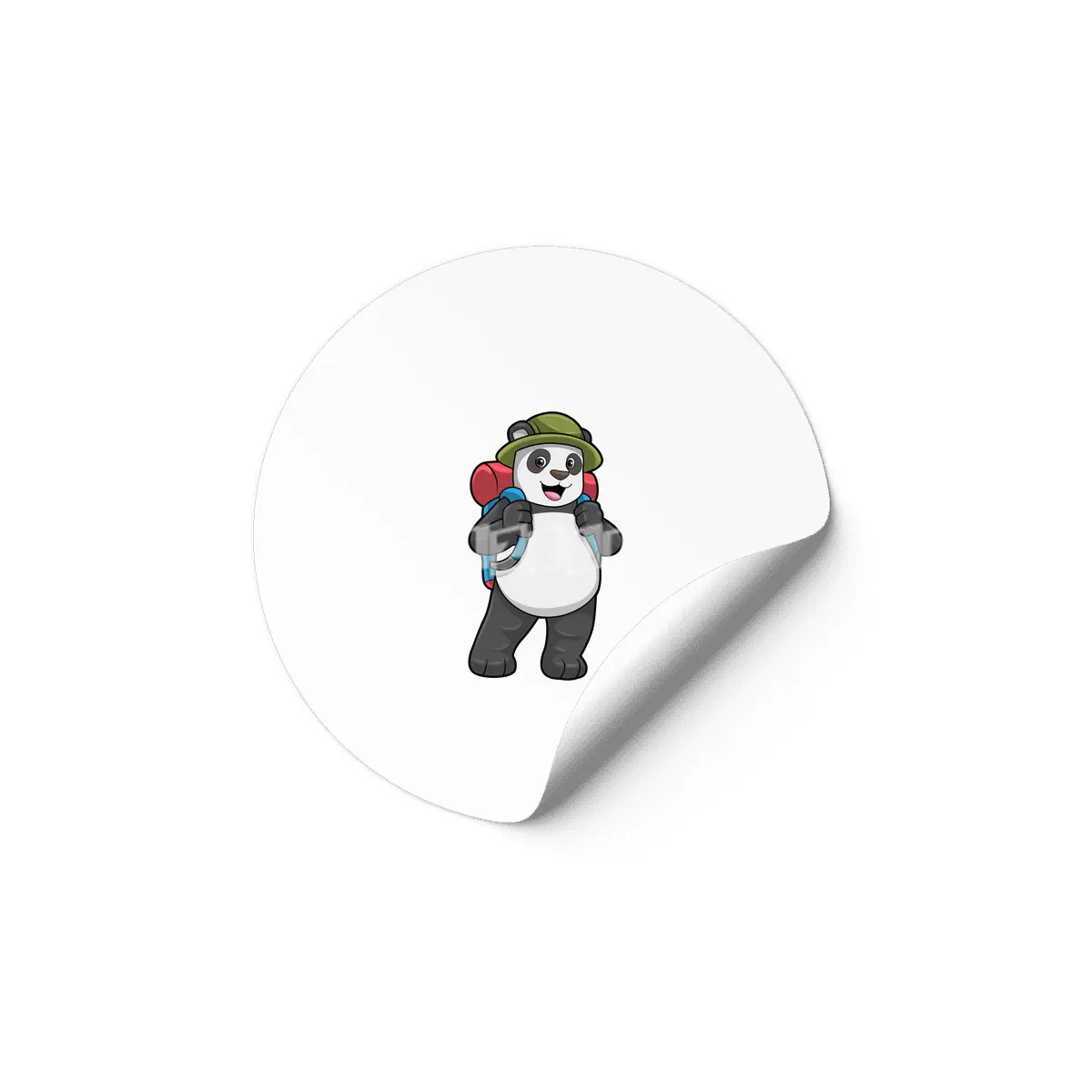 Panda as Hiker with Backpack Etiket
