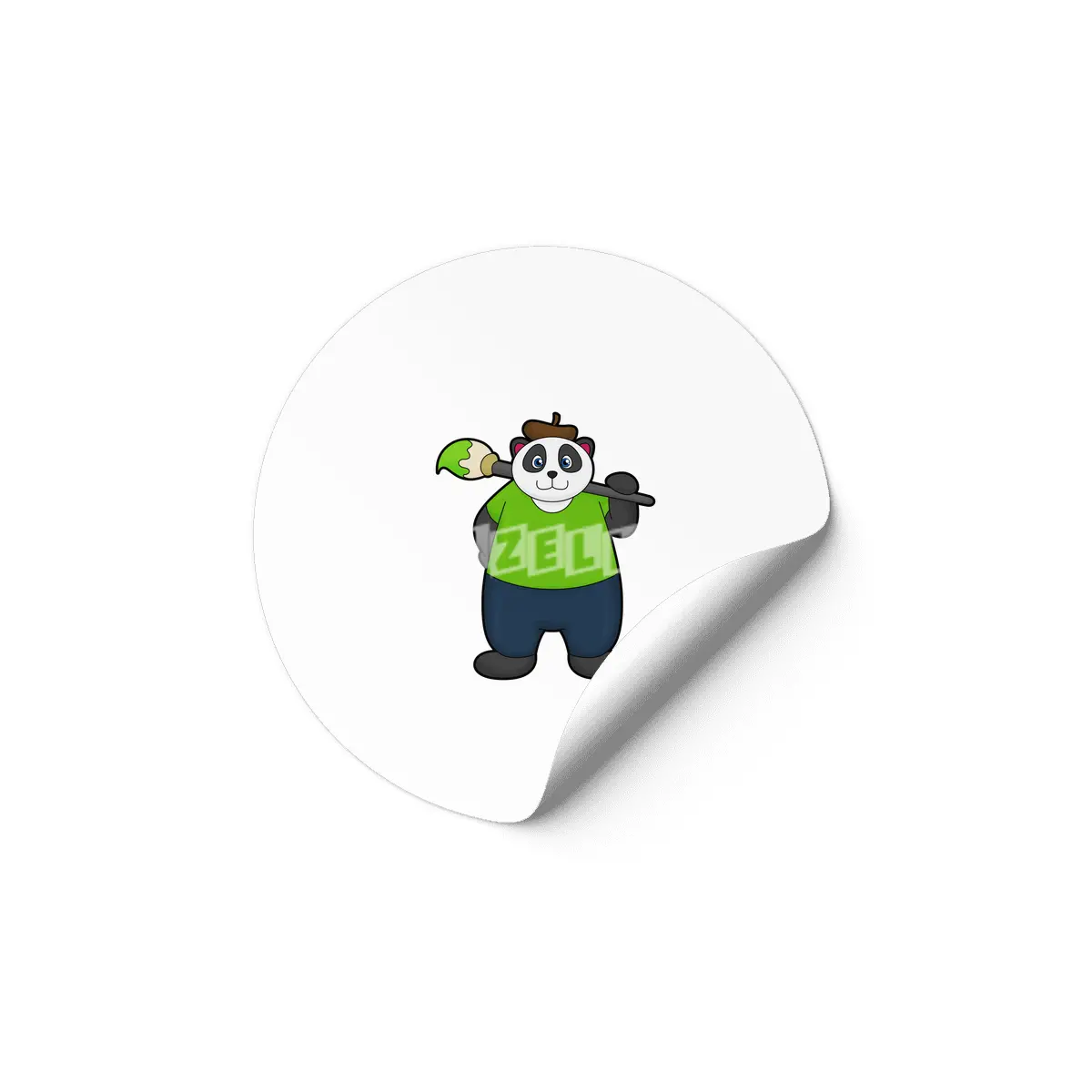 Panda as Painter with Paintbrush Etiket