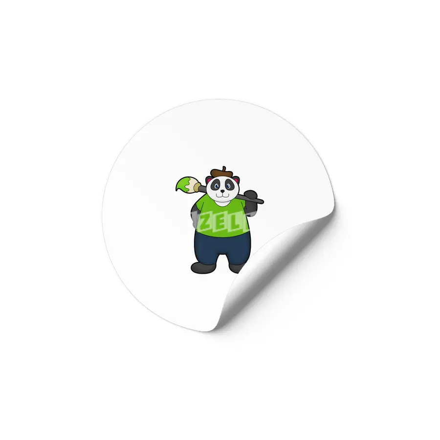 Panda as Painter with Paintbrush Etiket
