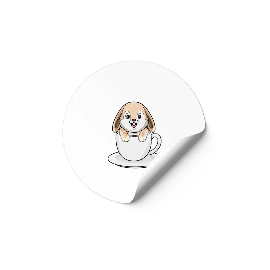 Rabbit with Coffee Cup Etiket