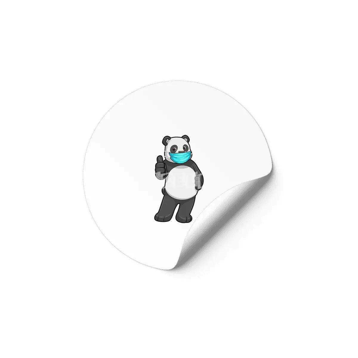 Panda with Face mask Etiket