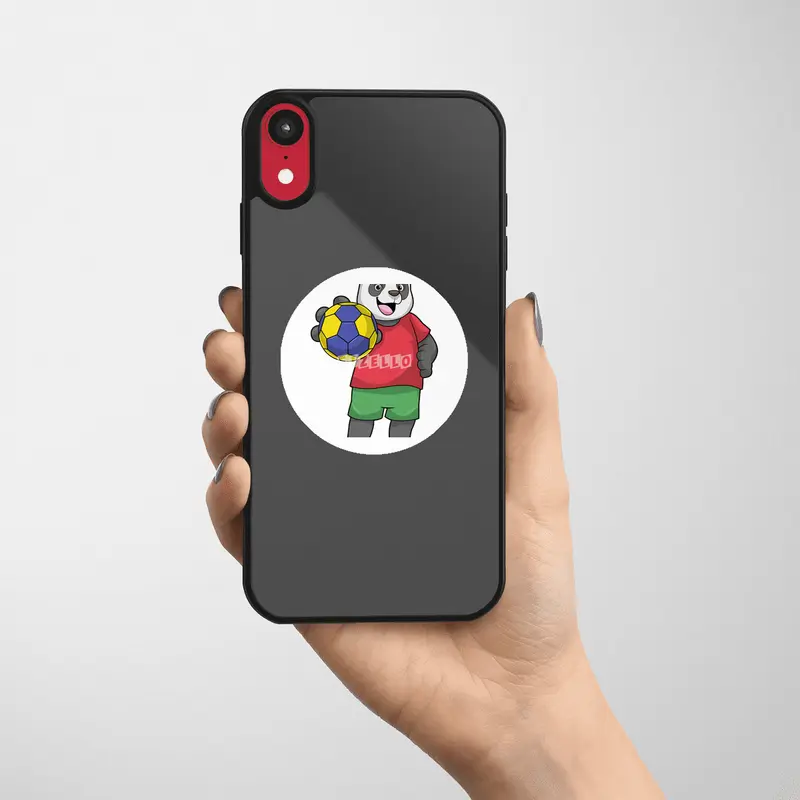 Panda with Handball Sports Etiket