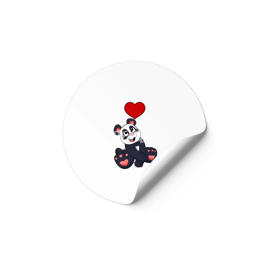 Panda with Heart Etiket