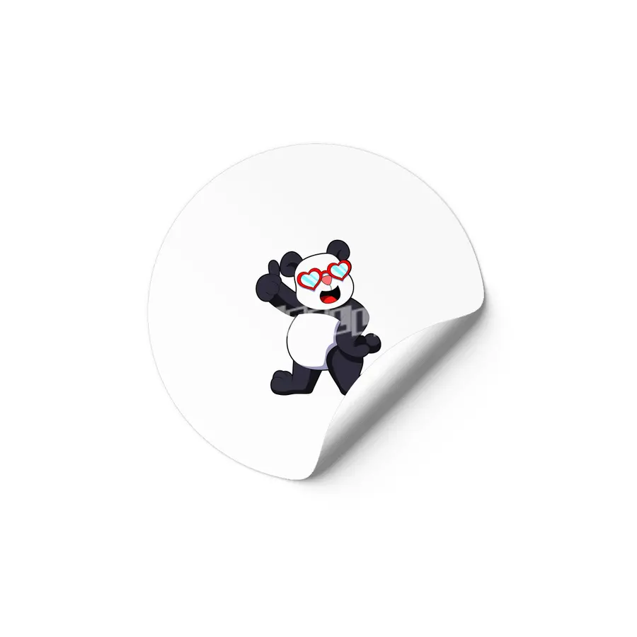Panda with Heart as Glasses Etiket