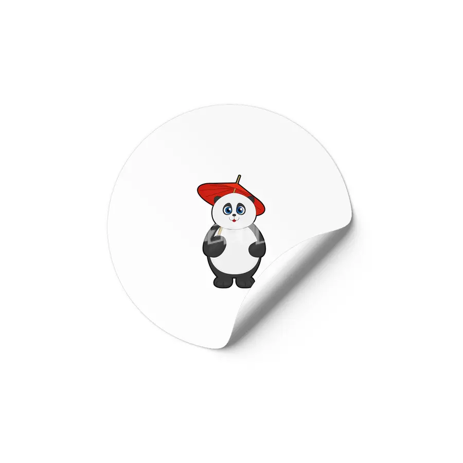 Panda with Umbrella Etiket