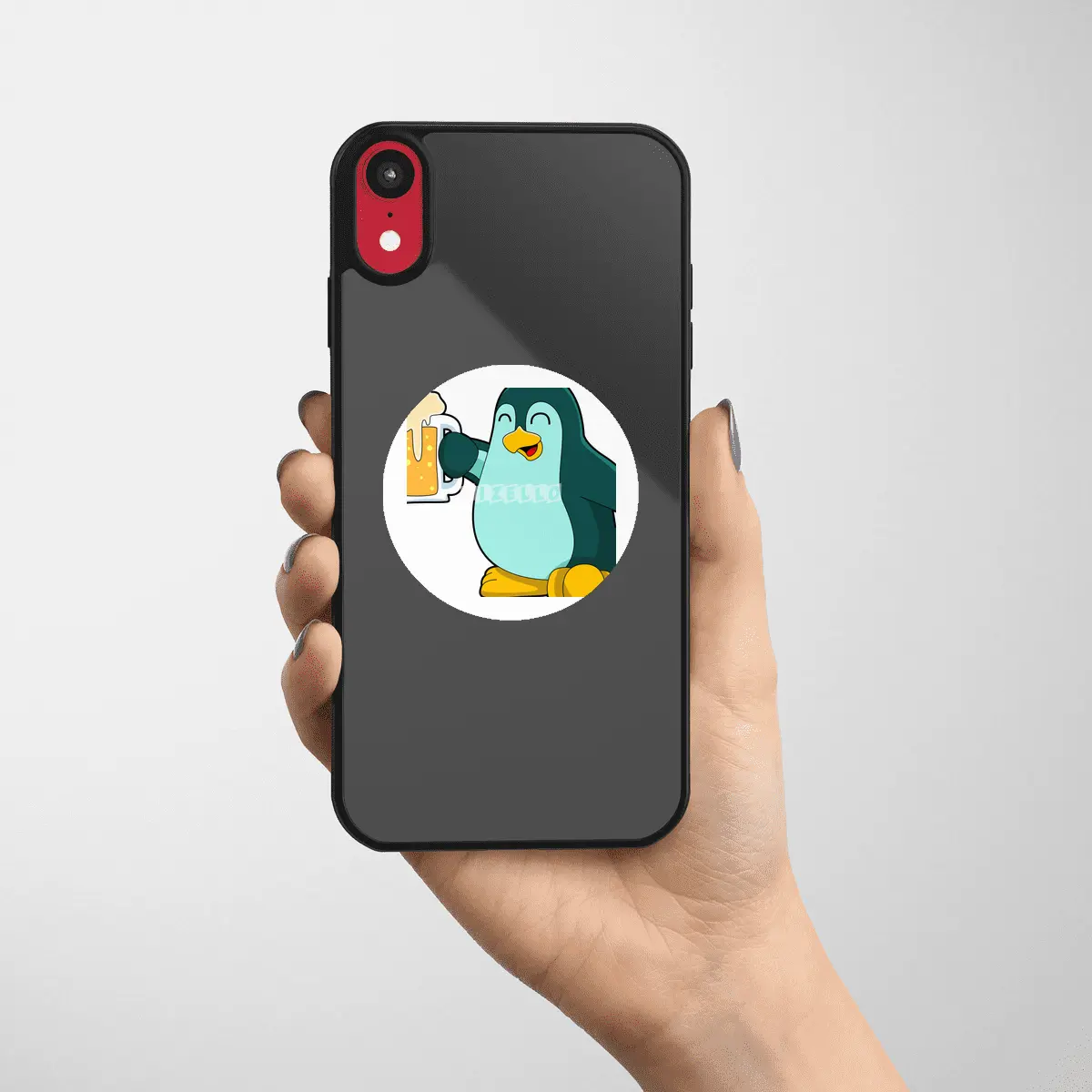 Penguin with Glass of Beer Etiket