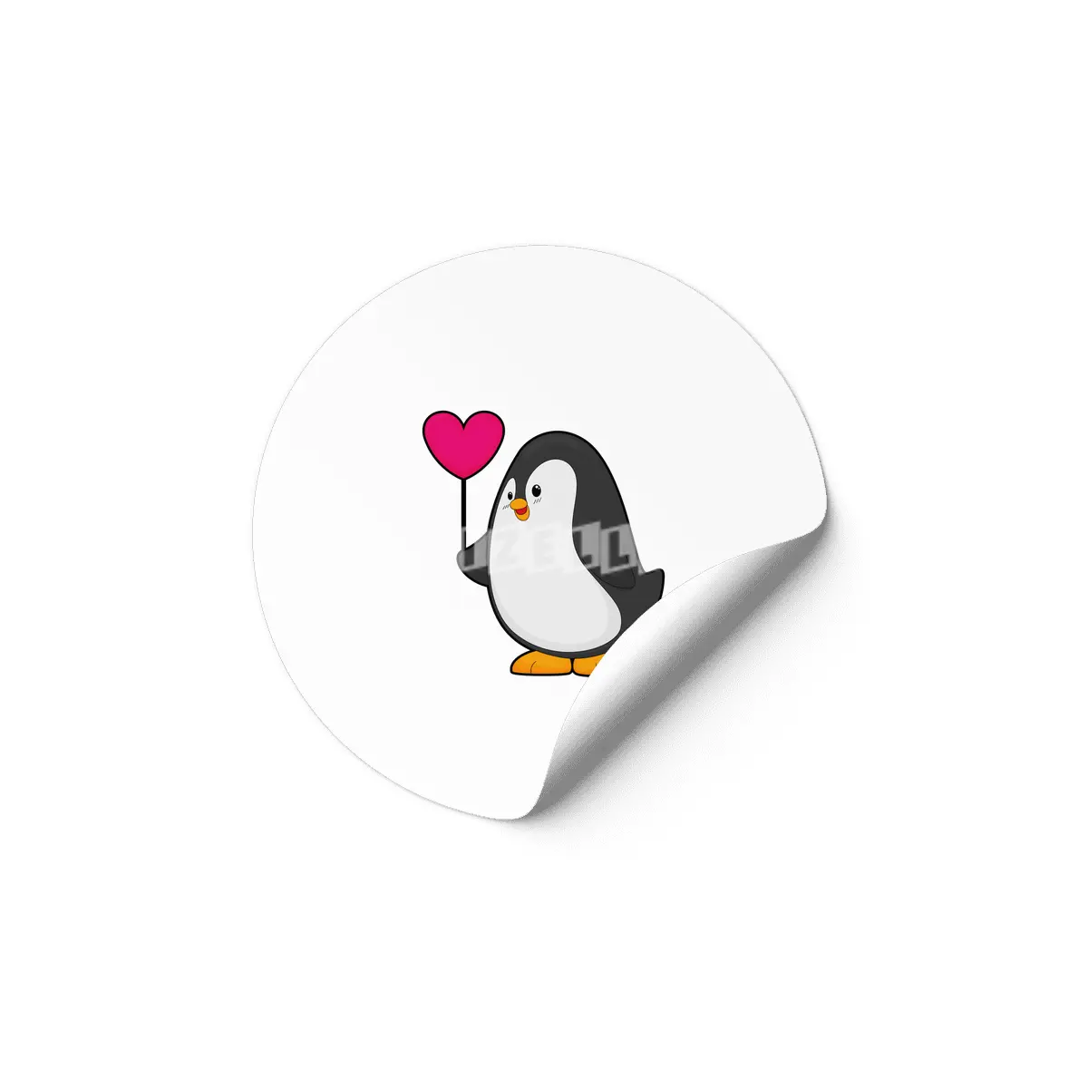 Penguin with Heart Balloon Etiket