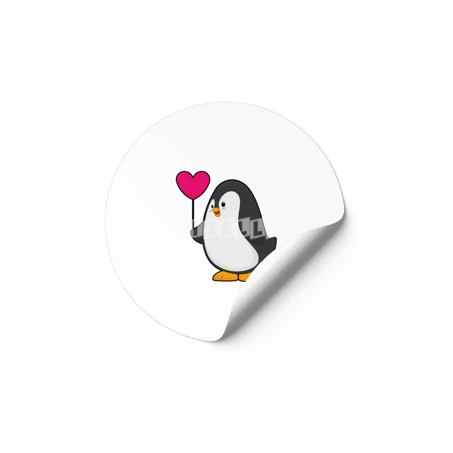 Penguin with Heart Balloon Etiket