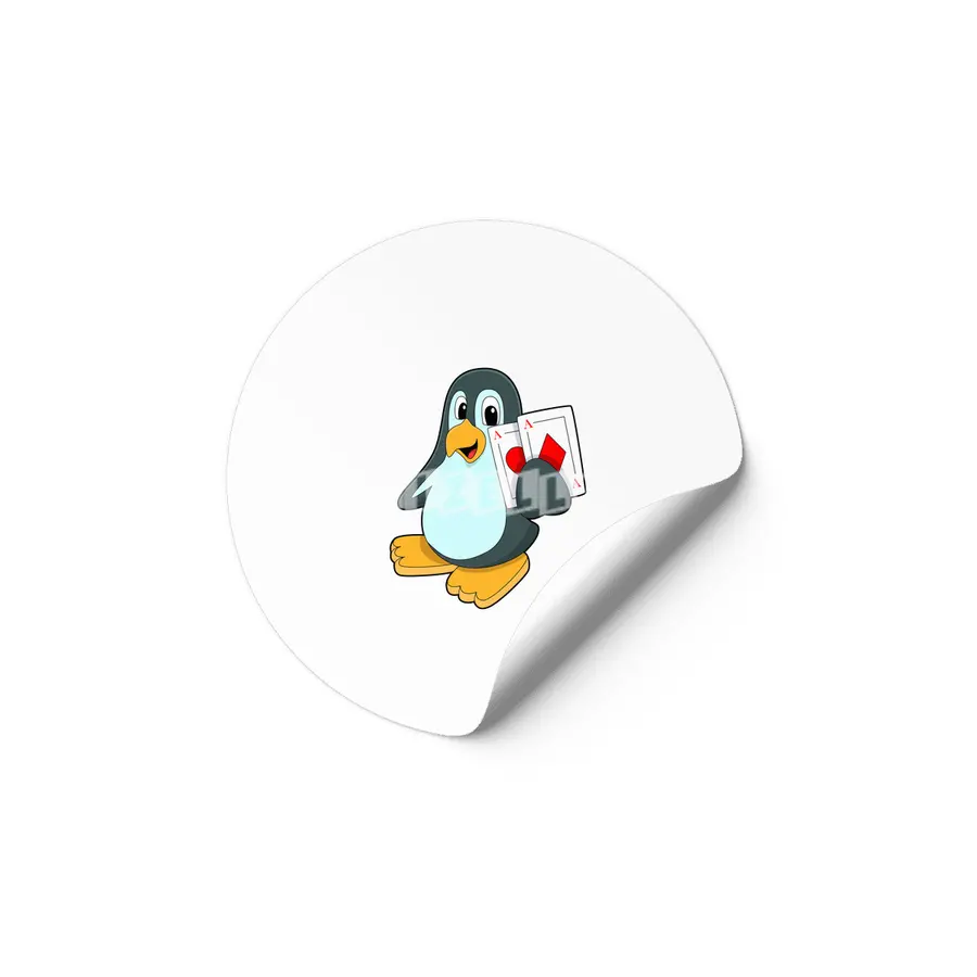 Penguin with Poker cards Etiket