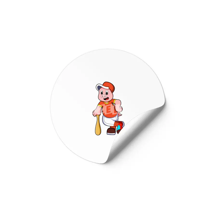 Pig as Batter at Baseball & Cap Etiket
