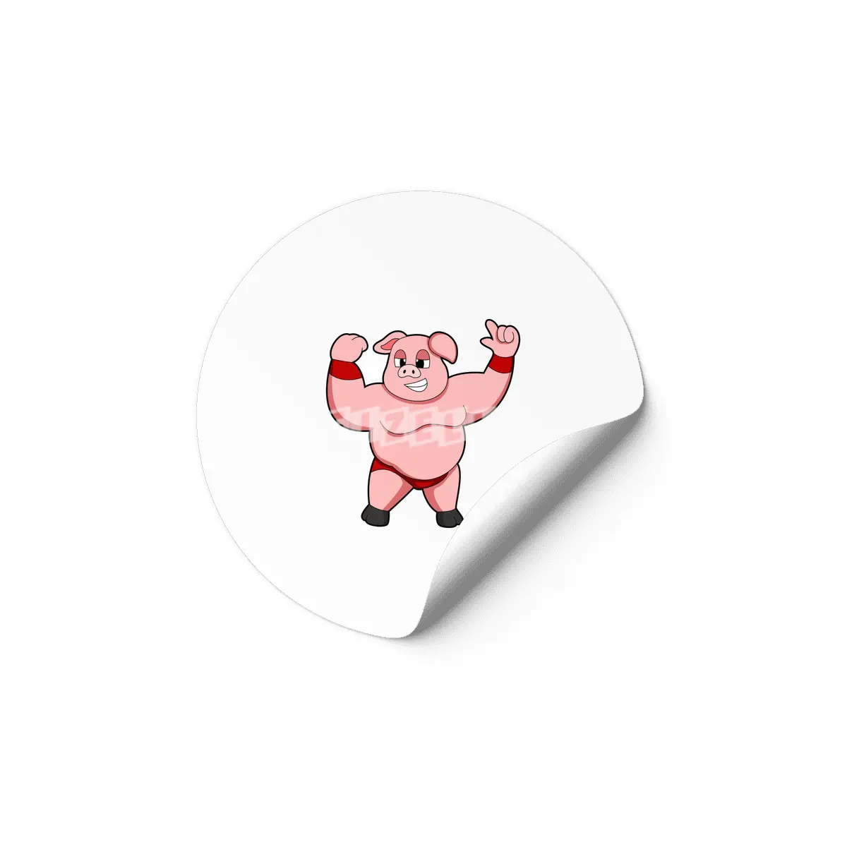 Pig as Bodybuilder with big Belly Etiket
