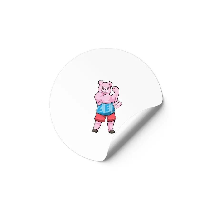 Pig as Bodybuilder with big Upper arm Etiket