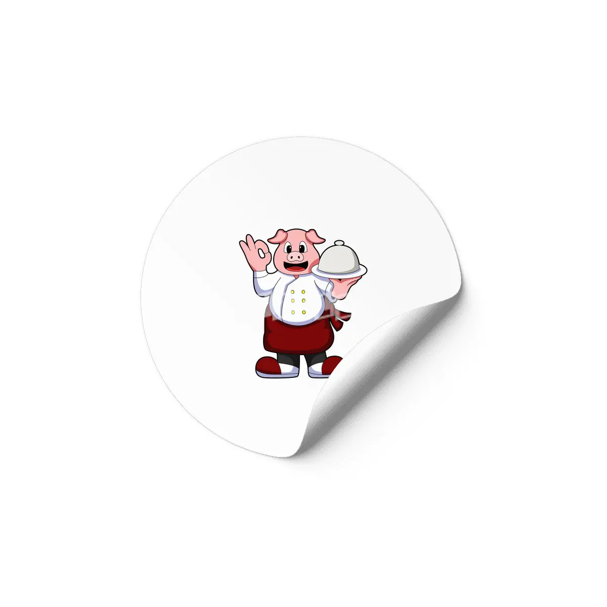 Pig as Cook with Cooking apron & Serving plate Etiket