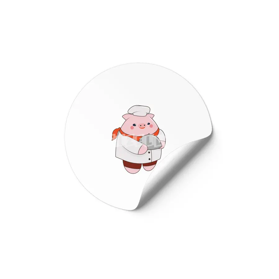 Pig as Cook with Platter Etiket