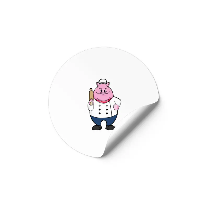 Pig as Cook with Rolling pin Etiket