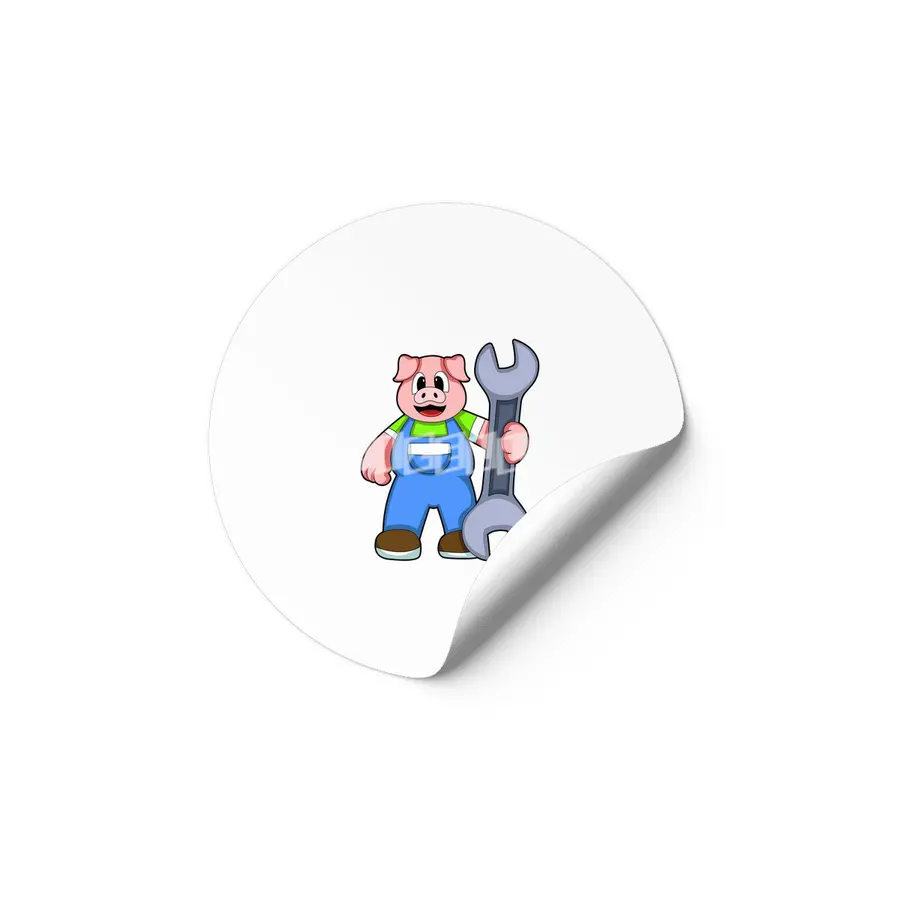 Pig as Craftsman with Wrench Etiket